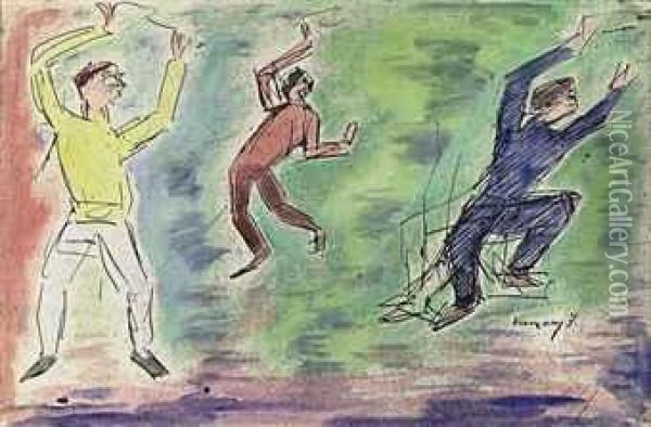 Dancing Figures Oil Painting - Janos Vaszary