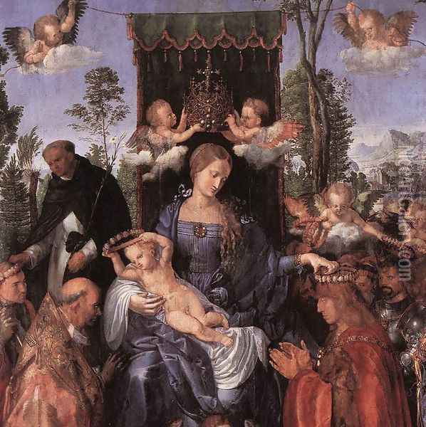 Feast of the Rose Garlands (detail 1) Oil Painting - Albrecht Durer