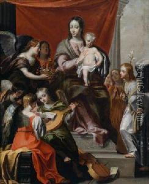 Madonna In Trono Con Angeli Musicanti Oil Painting - Francesco Vanni