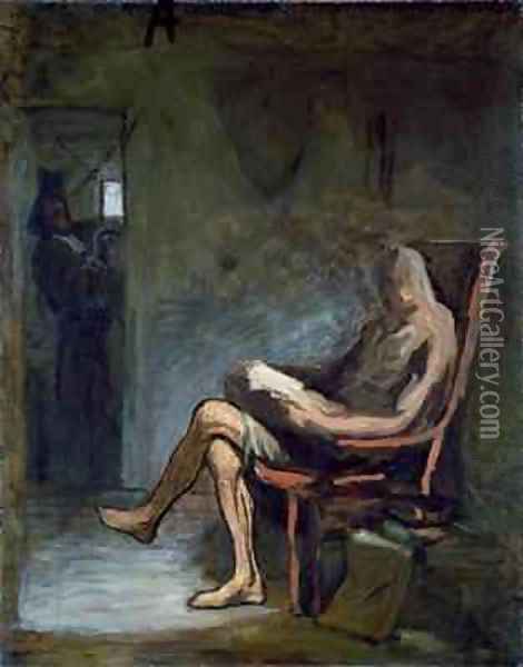Don Quixote Reading 2 Oil Painting - Honore Daumier