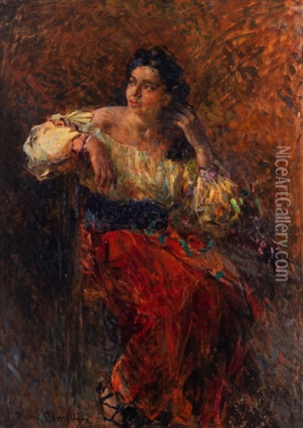La Gitana (die Zigeunerin) Oil Painting - Plinio Nomellini