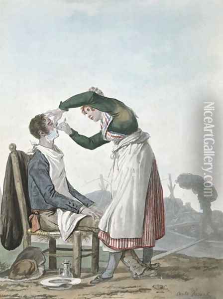 A collier having a shave Oil Painting - Carle Vernet