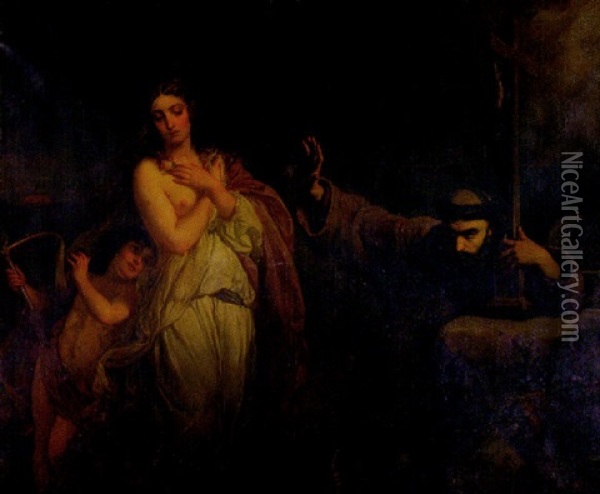 Die Versuchung Des Hl. Antonius Oil Painting - Julius Friedrich Anton Schrader