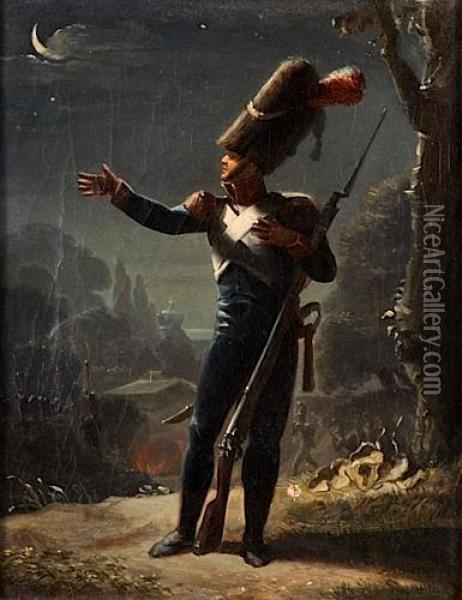 Grenadier Au Clair De Lune Oil Painting - Nicolas Toussaint Charlet