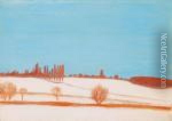 Winter (hills In Somogy) Oil Painting - Jozsef Rippl-Ronai