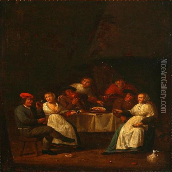 Inn Scene Oil Painting - David The Younger Teniers