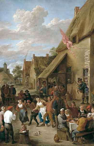A Village Kermese with Peasants Merrymaking Oil Painting - David The Younger Teniers