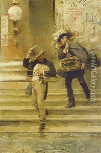 After The Concert Oil Painting - Jose Garcia y Ramos