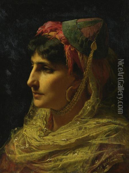 Portrait Of A Woman Oil Painting - Frederick Arthur Bridgman