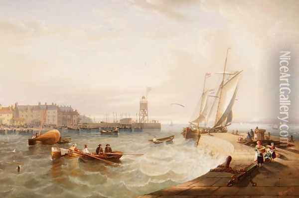 The Harbour at Hartlepool Oil Painting - James Wilson Carmichael