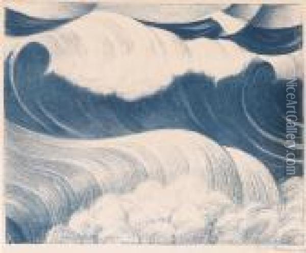 The Wave Oil Painting - Christopher R. Wynne Nevinson