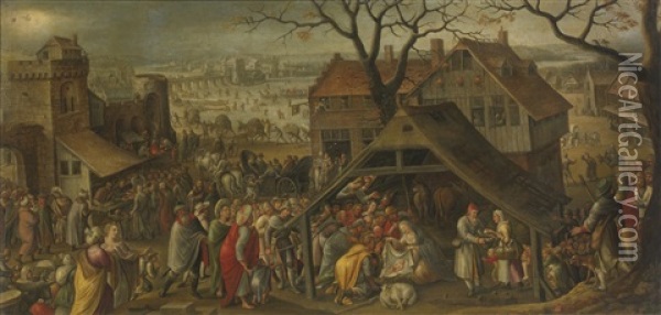 Adoration Of The Magi Oil Painting - Marten van Valkenborch the Elder