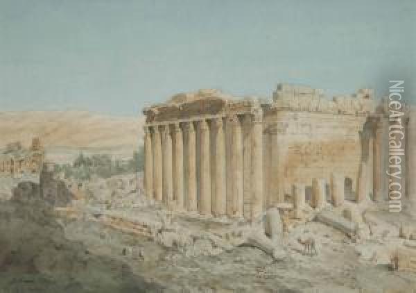 The Temple Of Jupiter, Baalbek Oil Painting - Richard Phene Spiers