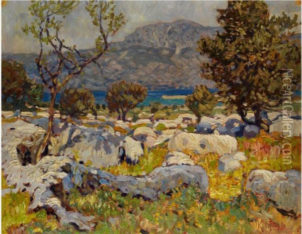 Landschaft Oil Painting - Konstantin Ivanovich Gorbatov