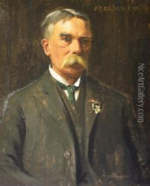 Portrait Of J.r. Black Esq, Half Length Oil Painting - Norman Garstin