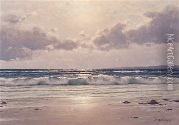 Prachtvolle Morgenstimmung Am Meer Oil Painting - Carl Kenzler