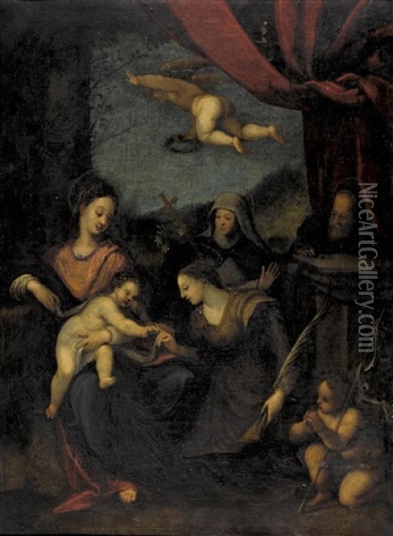 Die Mystische Vermahlung Der Katharina Von Alexandrien Oil Painting - Jacopo Bertoia
