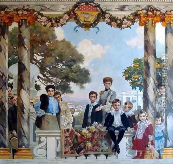 The Massena and Murat Families Oil Painting - Francois Flameng