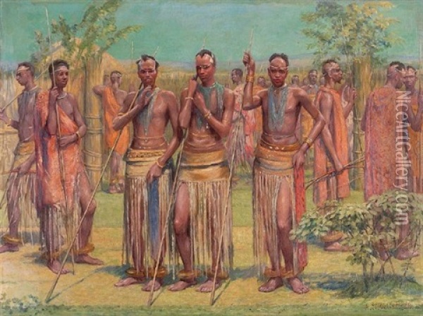 Afrikanischer Stamm Oil Painting - Arthur Siebelist