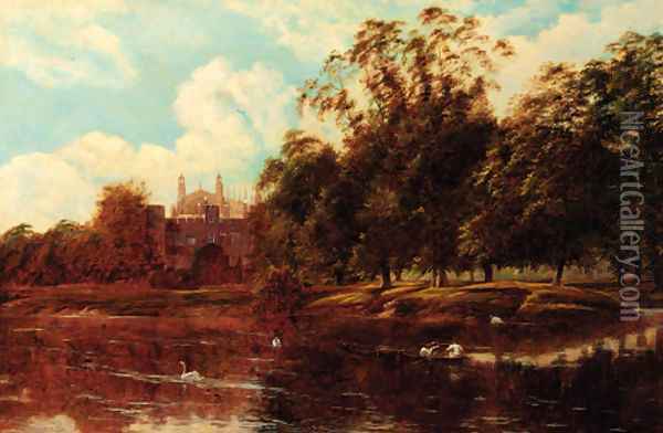 Eton College from the Thames Oil Painting - Theodore Hines