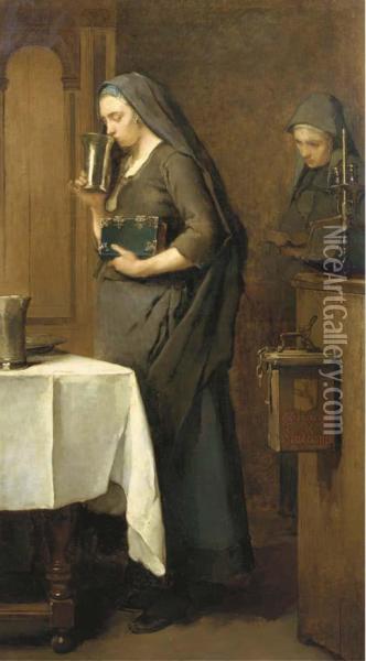 A Moment Of Piety, Hindelopen Oil Painting - Christoffel Bisschop