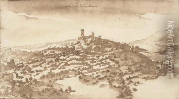 View Of Castel Di Poggio, Tuscany Oil Painting - Remigio Cantagallina