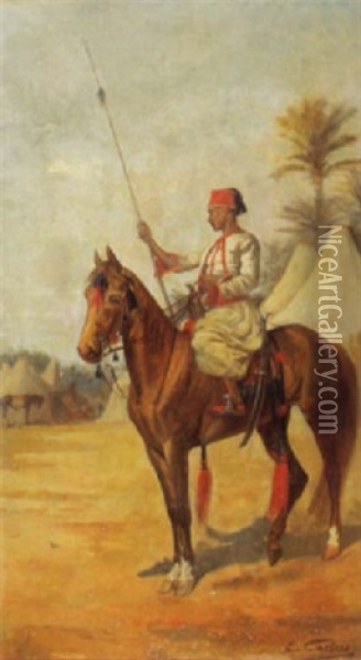Nordafrikanischer Lanzenreiter Oil Painting - Edouard Castres