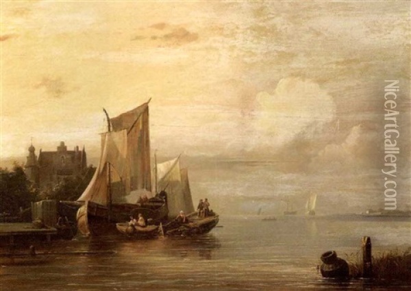In The Harbor Oil Painting - Hermanus Koekkoek the Elder