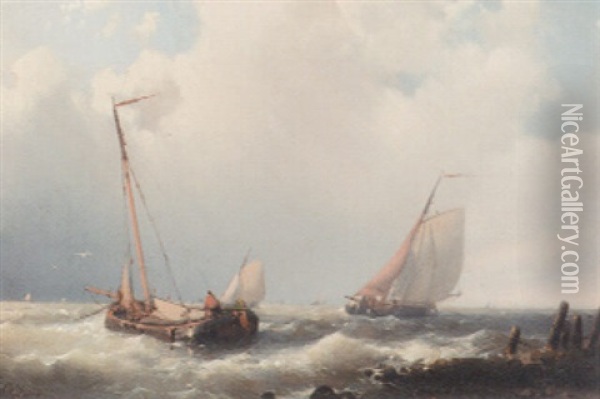 Trawlers Off The Mole Oil Painting - Abraham Hulk the Elder