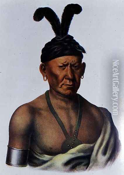Wakechai or Crouching Eagle a Sauk Chief Oil Painting - Charles Bird King