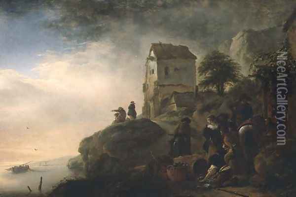 Fishermen with their Catch Oil Painting - Philips Wouwerman