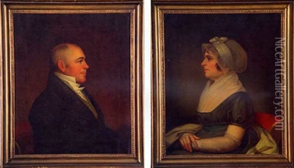 Portrait Of Benjamin Schaum (+ Portrait Of Maria Schaum; Pair) Oil Painting - Jacob Eichholtz