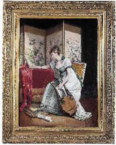 La Femme A La Cythare Oil Painting - Gustave Francois Lasellaz