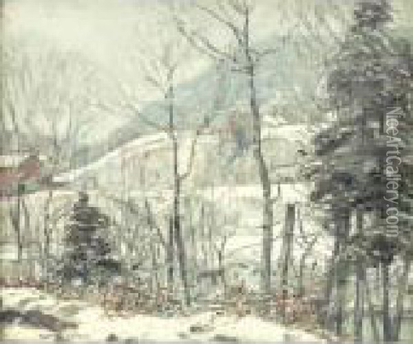 New England Winter Oil Painting - George Gardner Symons