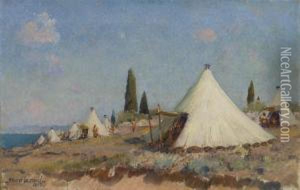 Campement De Zouaves Oil Painting - Frederic Montenard