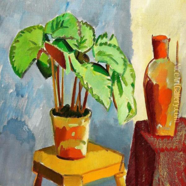 Still Life With A Begonia Oil Painting - Karl Isakson