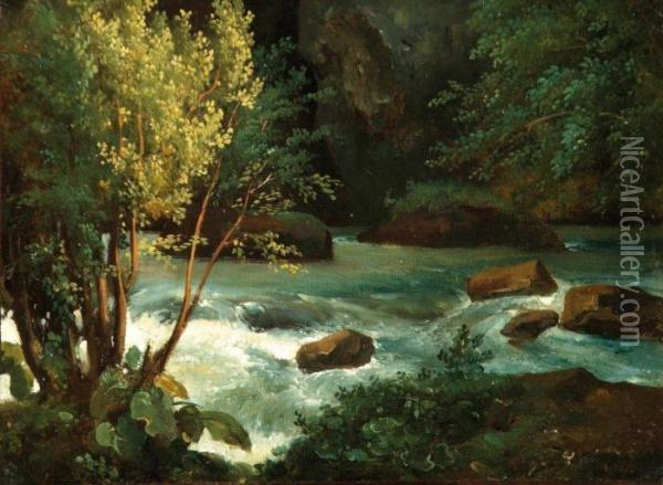 Torrent En Auvergne Pres De Royat Oil Painting - Theodore Rousseau