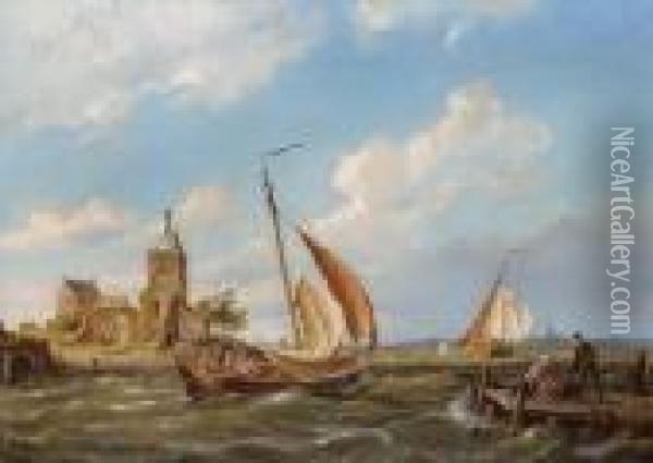On The Isle Of Tholen Oil Painting - Pieter Cornelis Dommershuijzen
