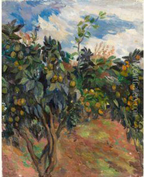 Orange Trees With Fruits Oil Painting - Aristarkh Vasilievic Lentulov