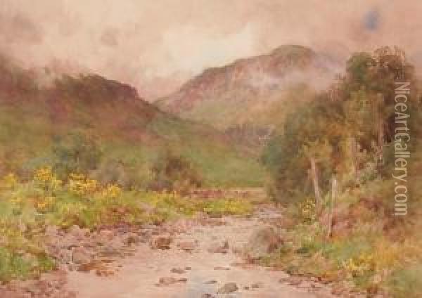 A Lakeland Stream Oil Painting - Cuthbert Rigby