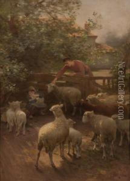 The Young Shepherdess Oil Painting - Luigi Chialiva