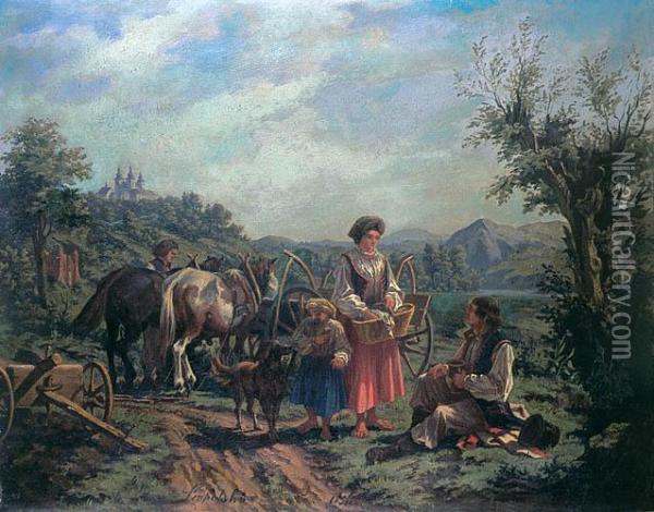 Odpoczynek Oracza [spoczynek Pod Bielanami], 1856 R. Oil Painting - Wilhelm Leopolski