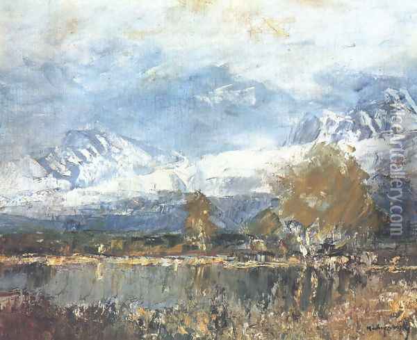 Lake in the Mountains 1895-99 Oil Painting - Laszlo Mednyanszky