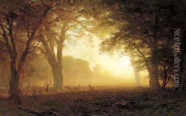 Golden Light of California Oil Painting - Albert Bierstadt