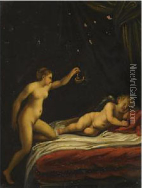 Cupid And Psyche Oil Painting - Johann Konig