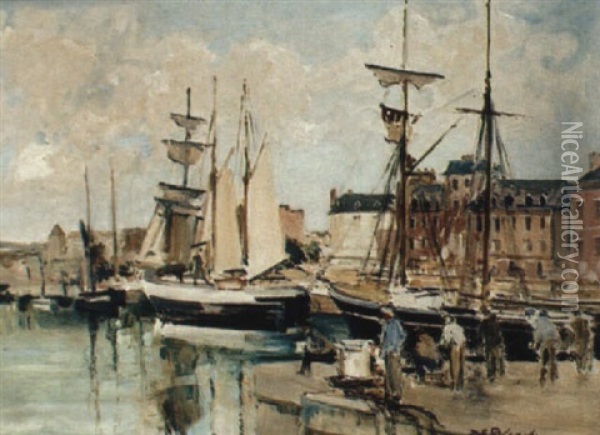 Le Bassin Berigny - Goelettes Sous Voiles Oil Painting - Jacques-Emile Blanche