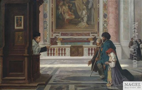 Absolution Von Landleuten In St. Peter In Rom Oil Painting - Ferdinand Heilbuth