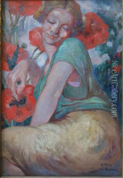 Portrait De Femme Oil Painting - Antonin Gueton