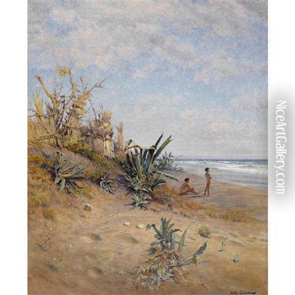 Dunes De Ventimiglia Oil Painting - Jean-Baptiste-Arthur Calame