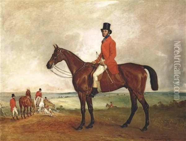 Sir Francis Grant On Grindal, At Six Hills, Melton Mowbray Oil Painting - John E. Ferneley